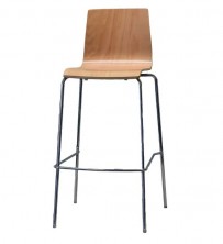 Carlos Bar Stool.C660R. Chrome Frame. Ply Shell Clear Finish. Stain Options Available